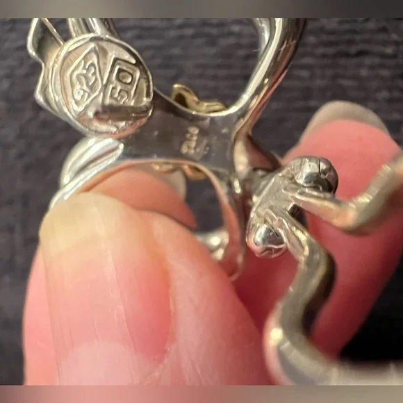 Tiffany & Co. Sterling Silver & 18k Gold Bow Earrings – Vintage Polished - Picture 9 of 9